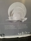 42-piece White Elements Embossed Porcelain Dinnerware Set — photo 4