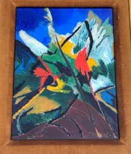 FREELANDER SIGNED ORIGINAL ABSTRACT PAINTING KANDINSKY STYLE GERMAN VINTAGE OLD