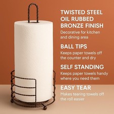 Paper Towel Holder Countertop Stand Oil Rubbed Bronze Twisted Steel Freestanding