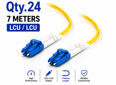 (24) 7 Meter LC/UPC - LC/UPC Duplex Fiber Patch Jumper OS2 SMF Singlemode Cable