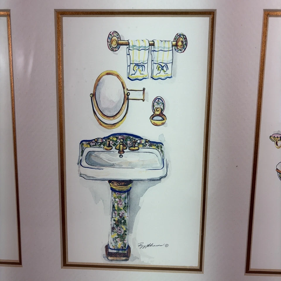 Peggy Abrams Victorian Bathroom Sinks Mirrors Art Prints Wall Hanging Decor - Image 3 of 4