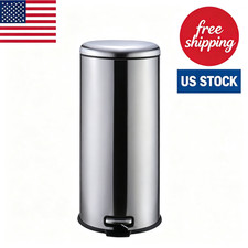 Hands-Free Step Trash Can 8 Gallon / 30L Stainless Steel Indoor Garbage Bin