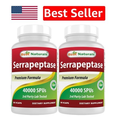 Serrapeptase 40000 SPUs - 90 Capsules x2, Lab Tested for Purity & Quality