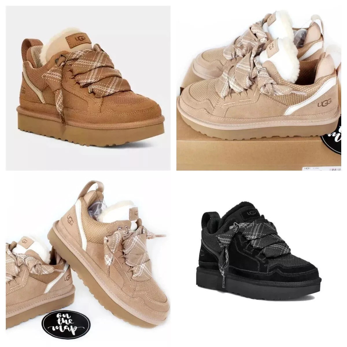 U G Lowmel Sand Brown Suede Sheepskin Trainers Women's Sizes US