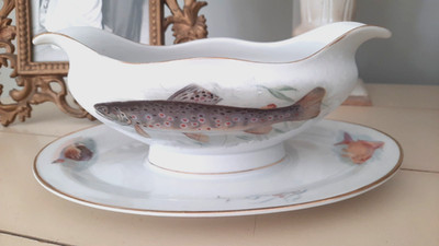 Johann Haviland Waldershof Trout Fish Sauce Dish / Gravy Boat Bavaria Germany