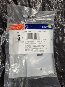 FOUR Leviton 1-Port Quickport Single Gang Wallplate Stainless Steel 43080-1S1