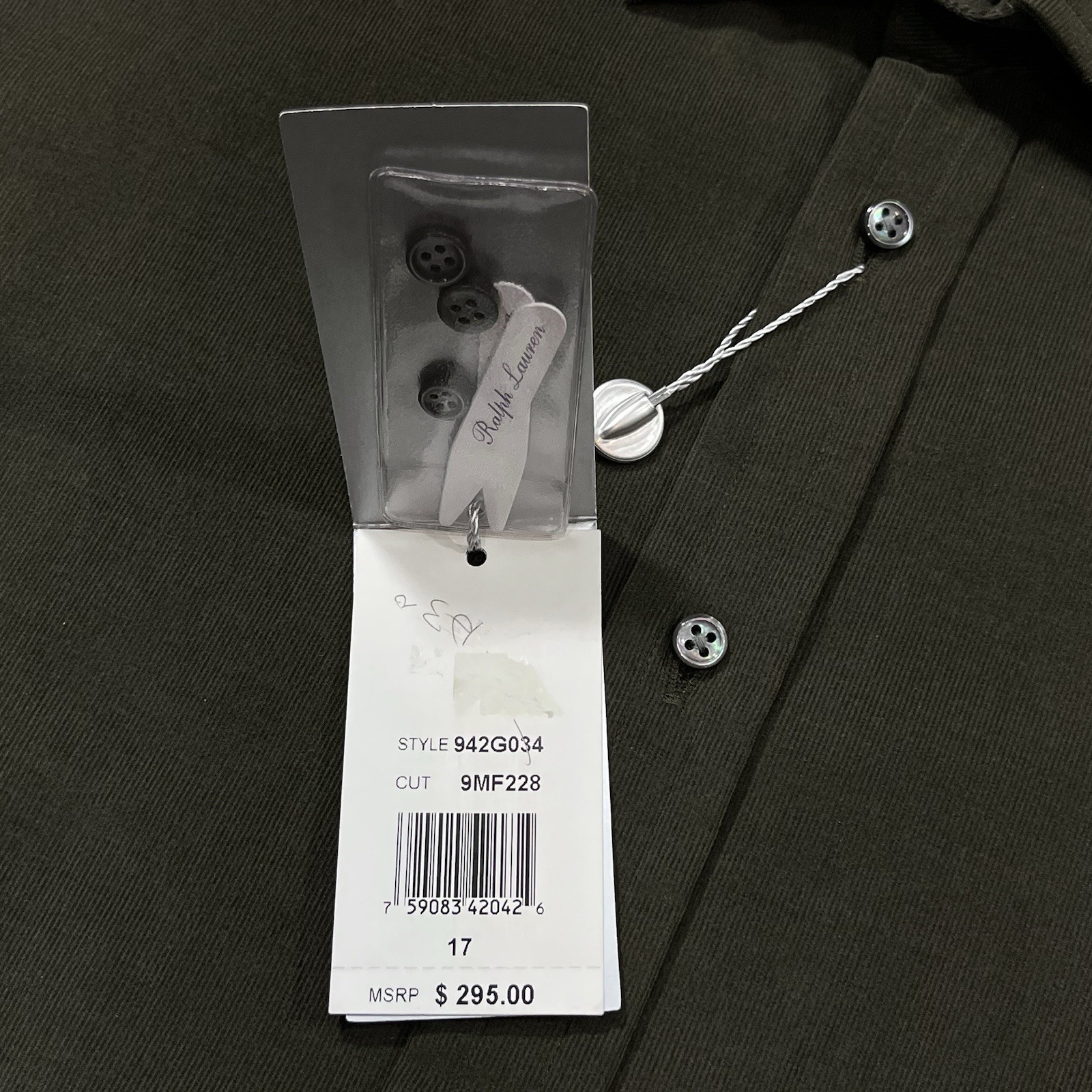 NWT Ralph Lauren PURPLE LABEL Corduroy Men's XL 17 Dress Shirt GREEN BROWN NWT thumbnail 6