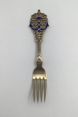 Anton Michelsen Gedenkgabel vergoldet Sterlingsilber 1935