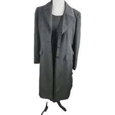 Dress Suit Kasper Women's 2Pc Dress & Duster Size 16 Black Sleeveless Dress  New