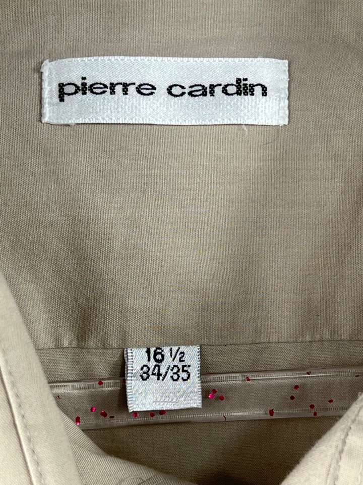 Camisa de vestir Pierre Cardin para hombre talla 16 1/2 34/35 tostada manga larga Foto 3 de 4