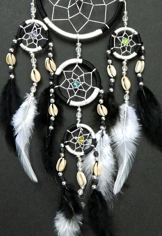 Черно-белый Dreamcatcher мальчиков девочек мужской женщины оболочка Dream Catcher новый 9 x 35 см - Изображение 2 из 3