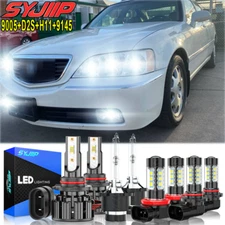 For Acura RL 2004-2012 8PCS Front LED HID Headlights Hi/Lo DRL Fog Light Bulbs