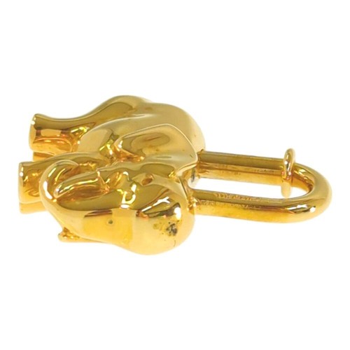 Auth HERMES Elephant Motif Cadena Lock Bag Charm Gold Accessory with box F/J - Picture 7 of 19