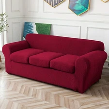 4pcs/set Waterproof non-slip leaf jacquard stretch sofa cover with cushion cover