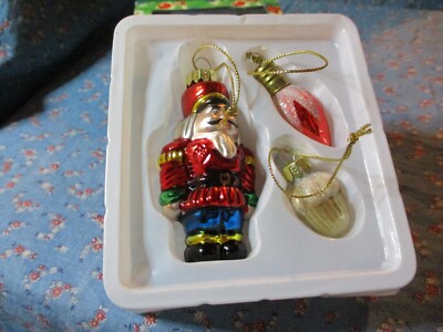 All Is Brite Set of Three Hand Painted Christmas Ornaments