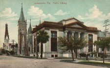 Vintage Postcard 1910's Public Library Building Jacksonville Florida Structure