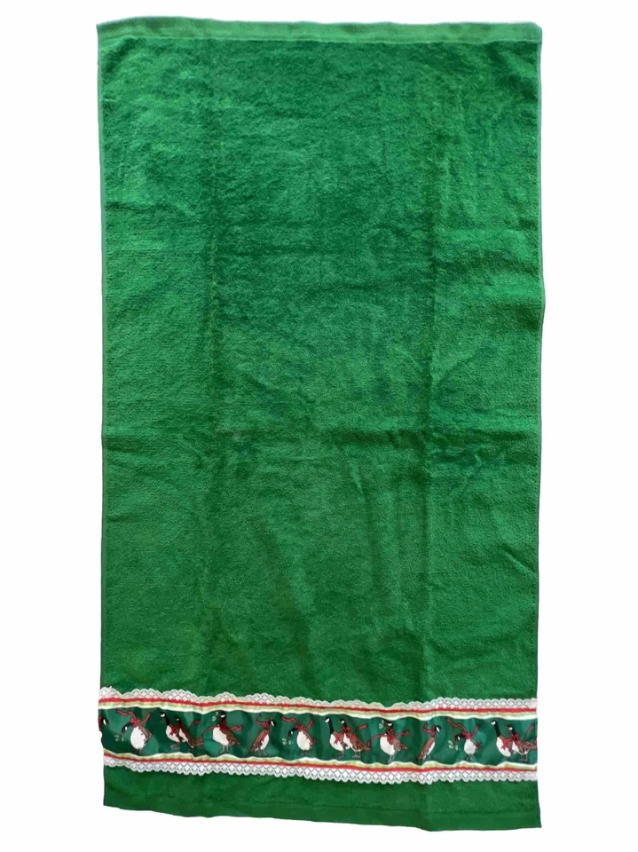Toalla de baño y paño Saturday Knight Ltd 2 piezas verde de colección gansos de Navidad Foto 4 de 4