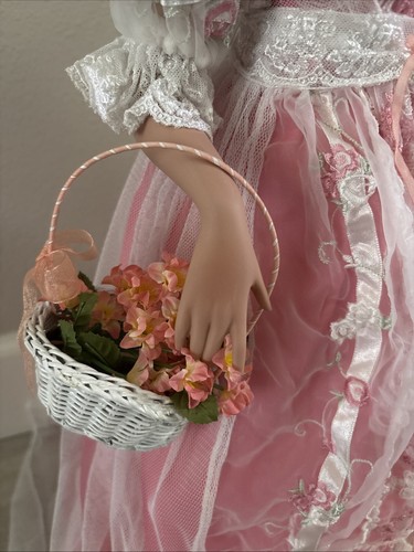 Lillian In Coral Porcelain Doll By Patricia Rose-Retired 2001 22 Inches - Picture 19 of 21