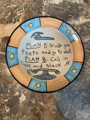 Tom Edwards Studio Art Pottery Plans A And B Humorous 5.5  Diameter Bowl