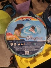 SwimWays Blue Baby Spring Float with Sun Canopy, Harness - Easy Fold Brand New