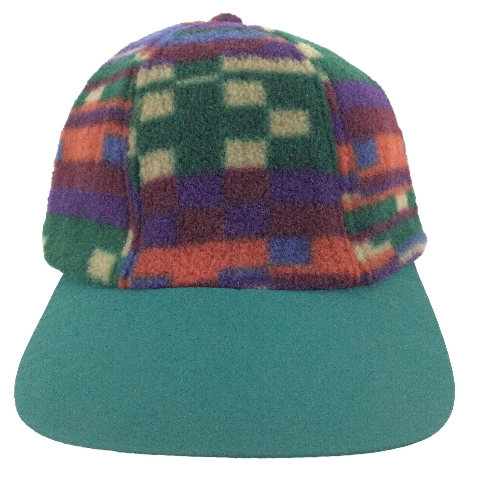Vtg Columbia Fleece Cap Aztec USA Fish Hike Outdoor Ski Winter Baseball Hat S/M