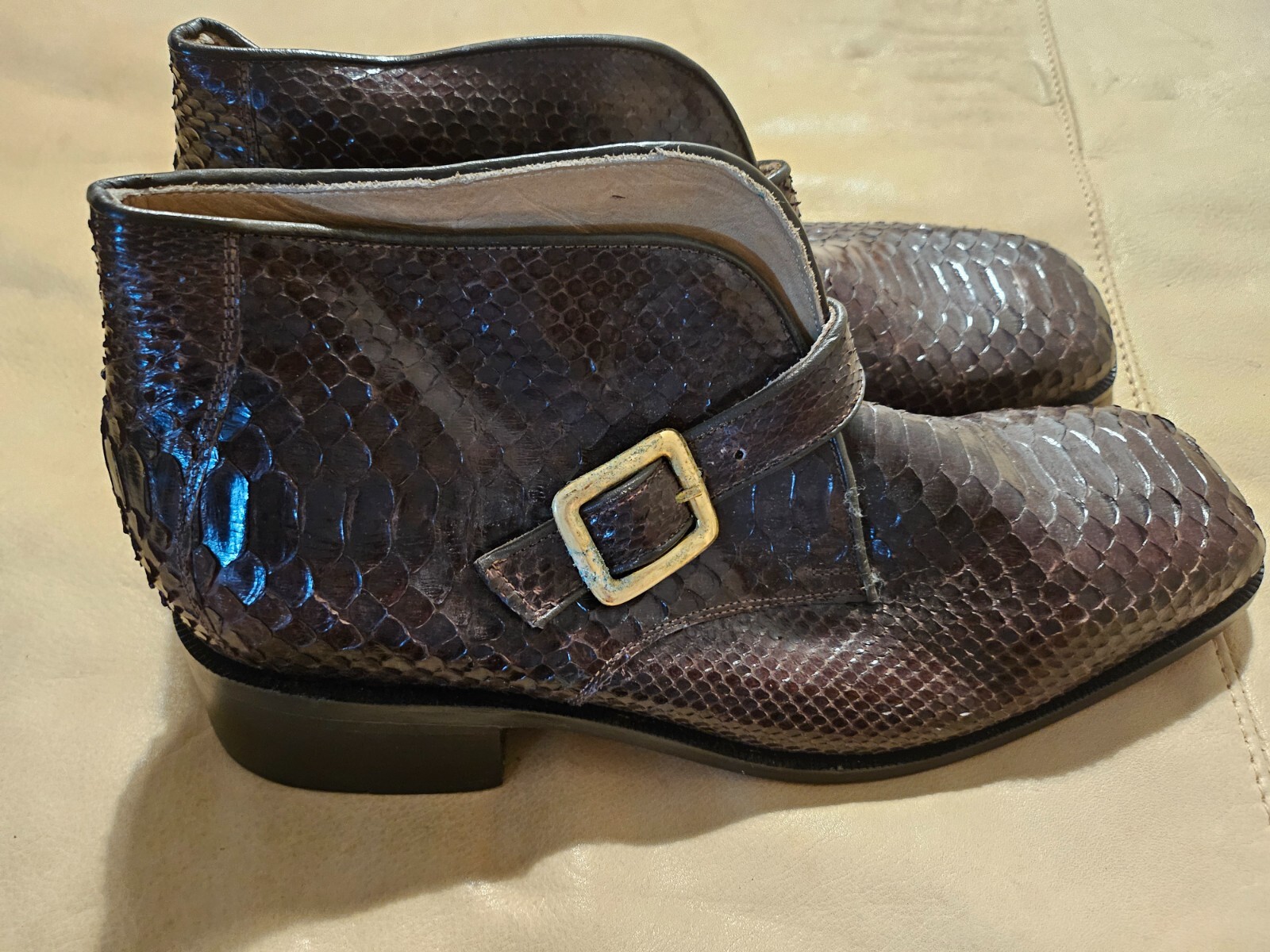 Romano Genuine Python Snakeskin mens dress casual shoes US 12 Brown | eBay