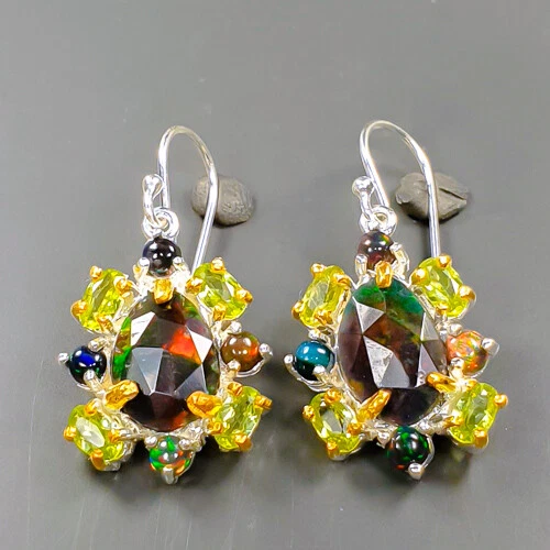 Natural black opal best sale earrings