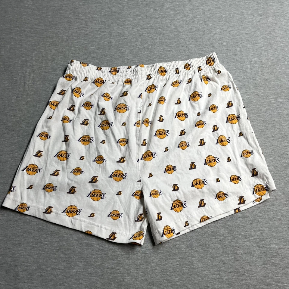 NBA Los Angeles Lakers UNK Mens Sleep Shorts Size Large White All Over Print - Image 2 of 4