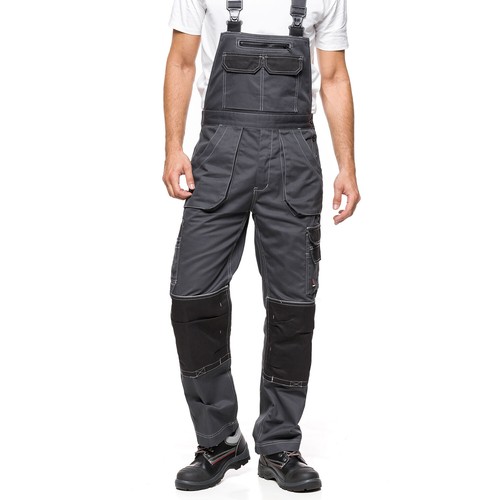 Pantalón Peto de Trabajo Hombre Pantalones Largos Ropa de Trabajo Seguridad  Gris | eBay
