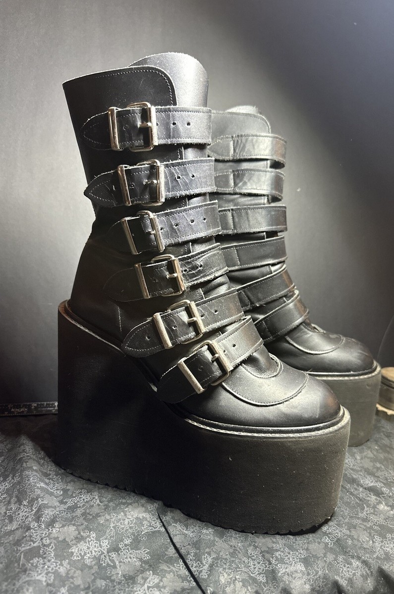 DEMONIA SWING-230 Women's Size Wedge Platform Goth Buckle