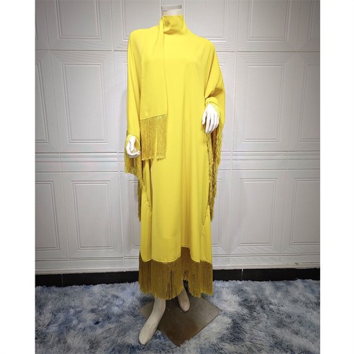 Muslim Women Long Dress Kaftan Batwing Sleeve Abaya Evening Party Gown Tassels - Picture 53 of 71