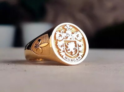 Halloween Sale Family Crest Coat of Arms Custom Ring for Personalized Rings.