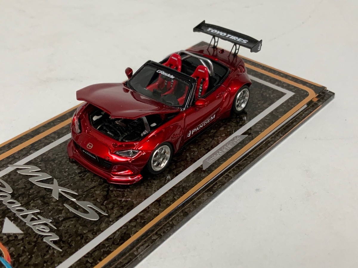 1/64 YM Model Mazda MX-5 Roadster Red Opening Hood Engine Detail