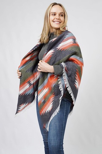 Anthropologie Women's Western Pattern Jacquard Blanket Shawl Cardigan Sweater - Picture 15 of 18