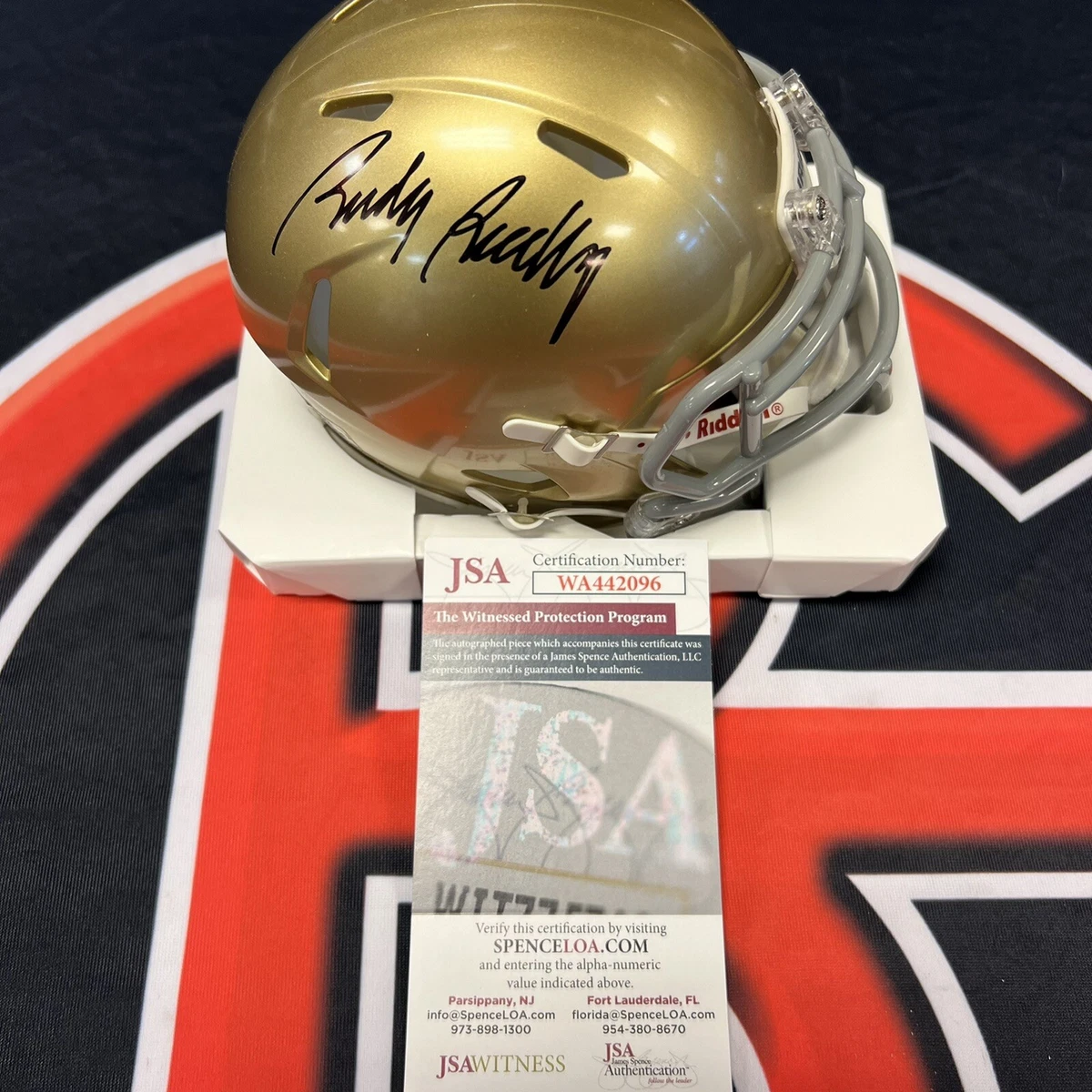 Rudy ruettiger cheap signed helmet
