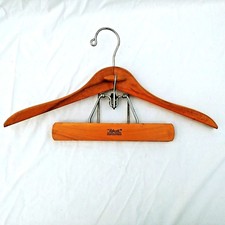 Vintage Setwell Wood Hanger With Clamp For Suit Pant Skirt Brown