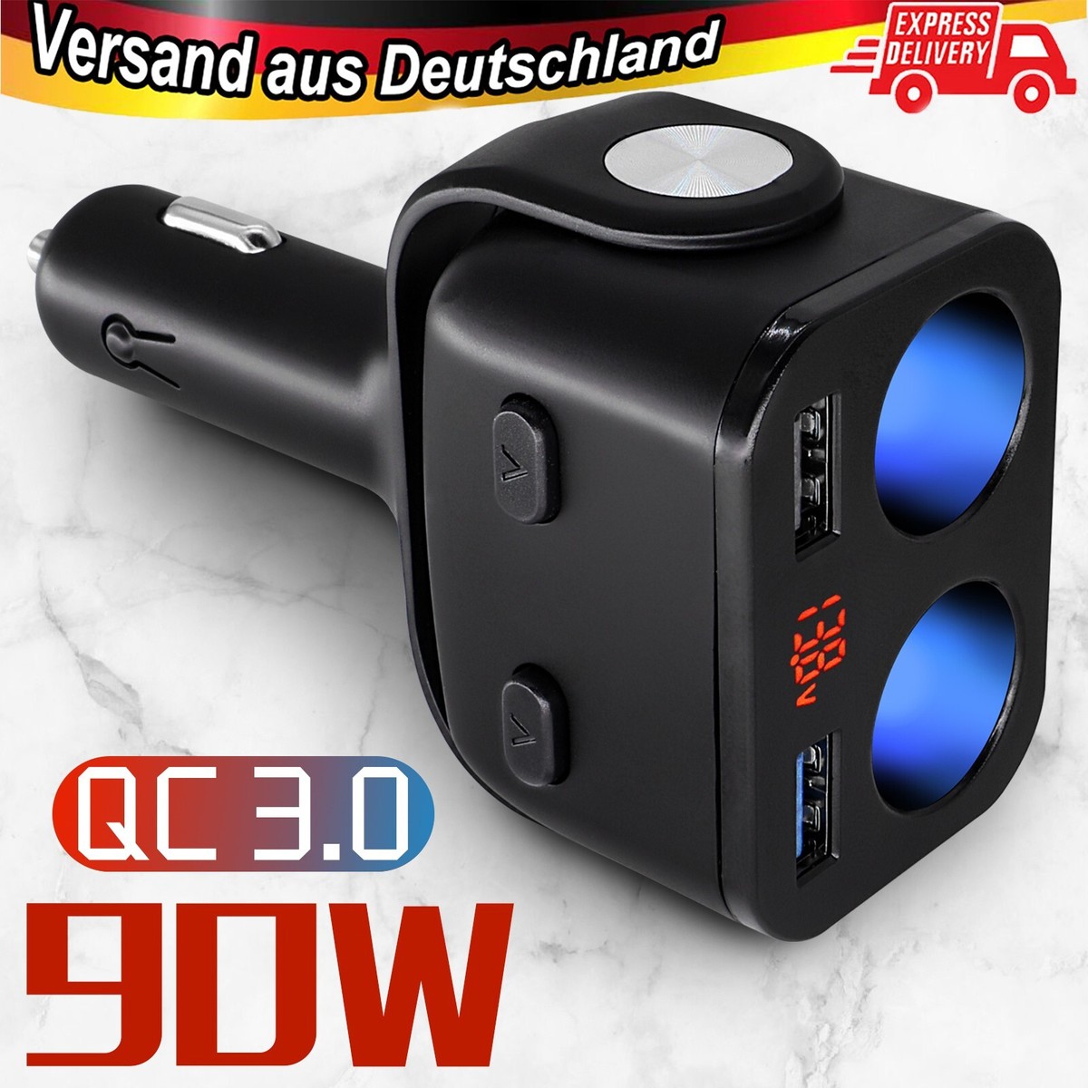 12V -24V Auto KFZ 2 Fach Zigarettenanzünder Steckdose Ladegerät Buchse Verteiler