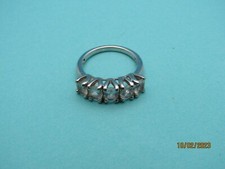 Beautiful Sterling Silver Clear CZ 5 Stone Ring 6''  925  C413