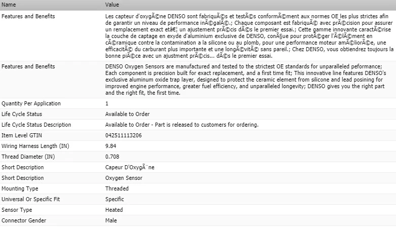 Датчик кислорода восходящего потока Denso для 2005-2006 CHEVROLET COBALT L4-2,2 л - Изображение 2 из 4