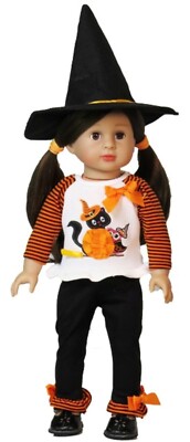 Halloween Shirt , Legging  and Witch Hat Clothes for 18 inch Dolls Girl