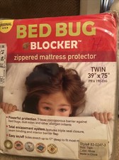NEW BED BUG BLOCKER TWIN ZIPPERED MATTRESS PROTECTOR SEALED Style 83-02473 White