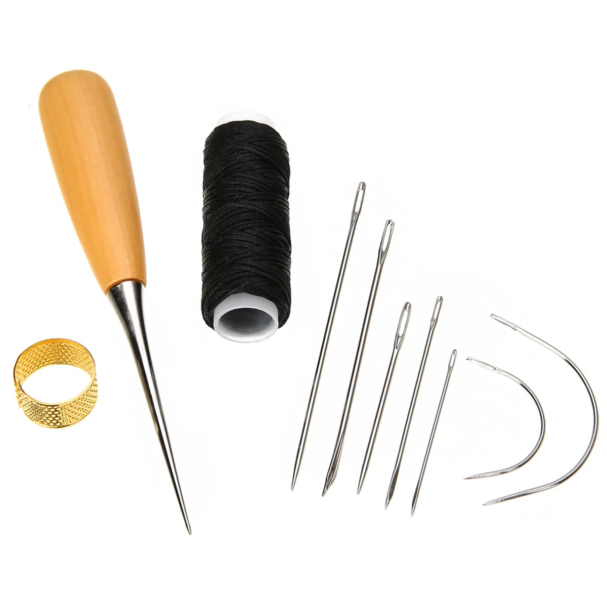 Sewing Kit with Leather Awl, Needles, Thimble & Heavy Duty Thread for DIY  Shoe & Bag Repair - Includes Speedy Stitcher - Perfect for Hand Sewing  Leather Projects : : Home 