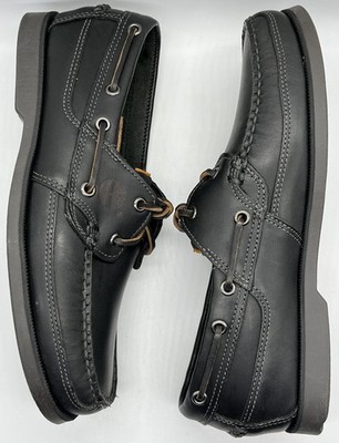 Vintage Timberland Briggs Bay Black Leather 2 Eye Boat Shoes 80527 Size 8.5 M