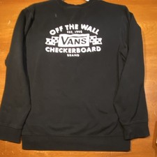VANS Checkerboard Black Graphic Print Pullover Sweatshirt Long Sleeve L