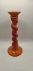 Vintage Haeger Pottery Twist Candlestick Holder USA 3044 Burnt Orange Orig Label