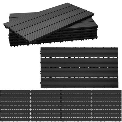 WPC Terrassenfliesen 30x60cm Set für 1m² anthrazit wetterfest, rutschfest, la...