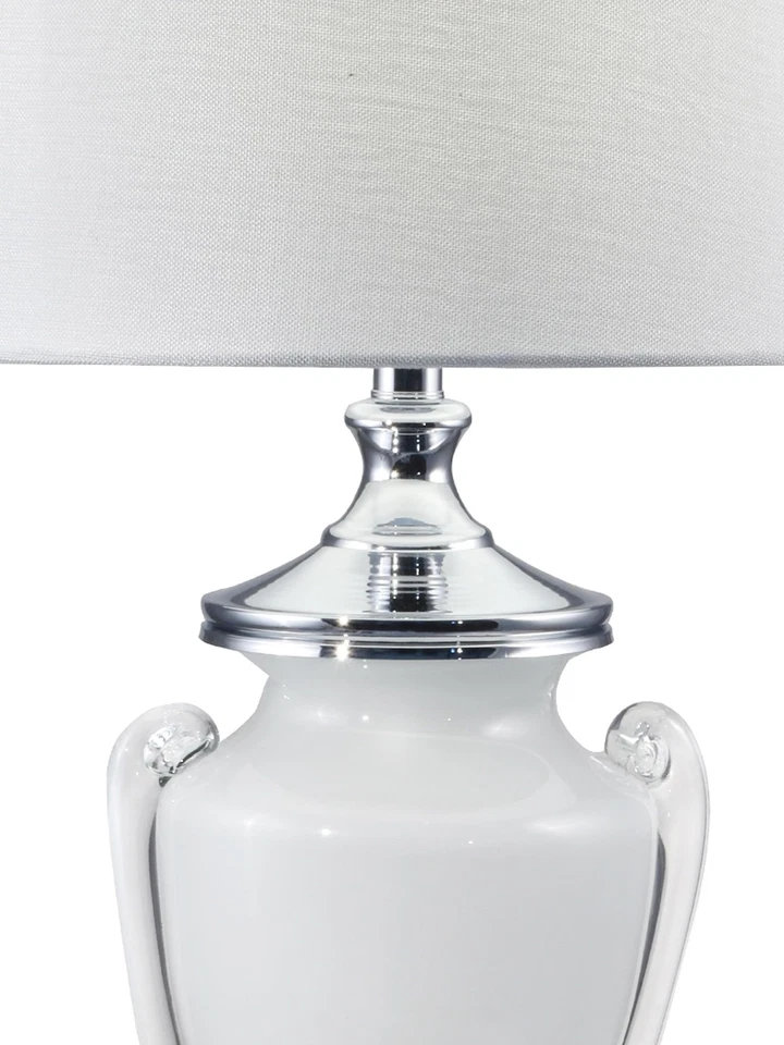 SAT16008 Hand Blown Art Glass Table Lamp, Alaska, White, 31-Inch Tall - Image 4 of 4