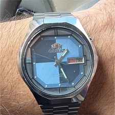 Orient Crystal orologio uomo quarzo analogico blu day-date acciaio inox