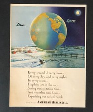 1944 American Airlines Advertisement Flying Airplane Earth Farm WII Vtg Print AD