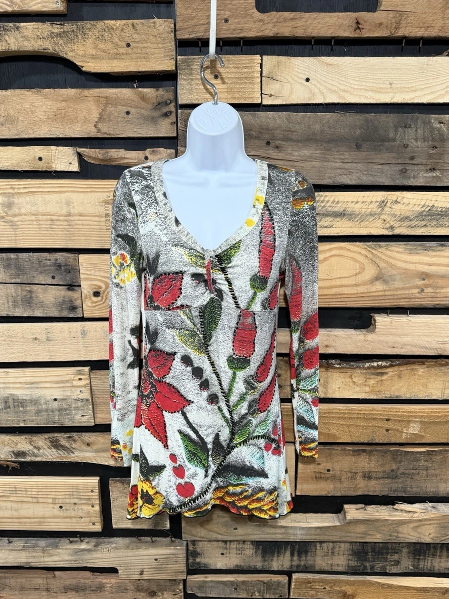 Haut Manches Longues Desigual Motif Typographique - Taille M, Coton, Occasion Très Bon état